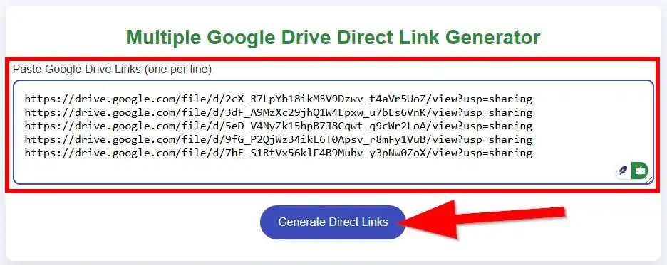 Bulk Google Drive Direct Link Generator