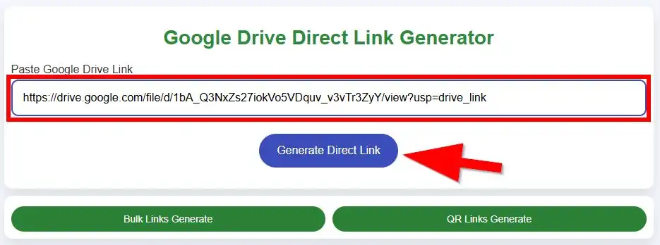 Google Drive Paste Link to Generate